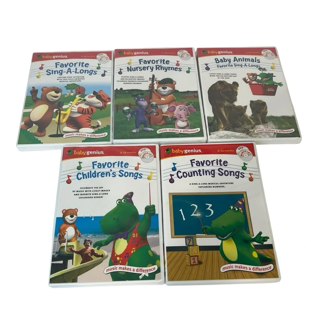 Baby Genius DVD Lot Favorite Nursery Rhymes Counting Sing Bundle‎ of 5 (4 New)